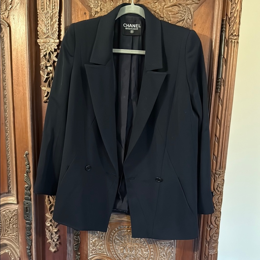 Chanel Black Blazer Structured Suit Jacket